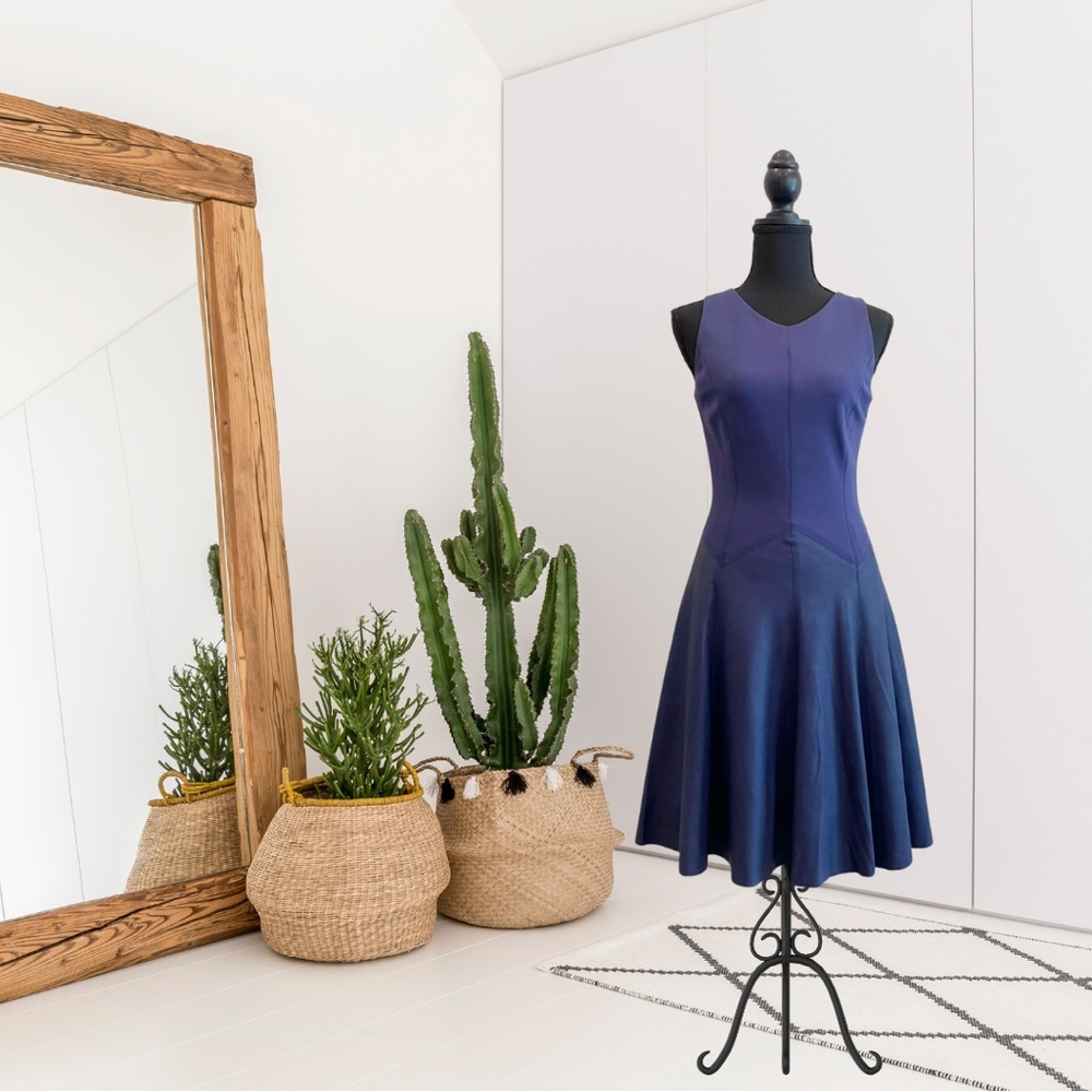 My Tribe Sleeveless Fit & Flare Leather Skirt Dress